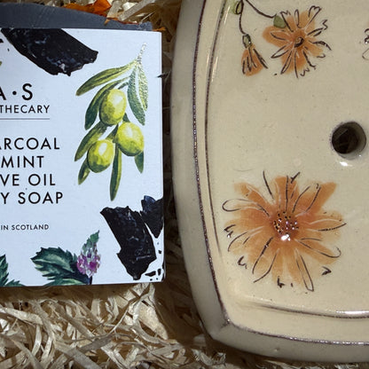 Calendula Dish with Mint & Charcoal Soap