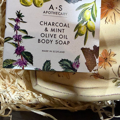 Calendula Dish with Mint & Charcoal Soap