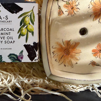 Calendula Dish with Mint & Charcoal Soap