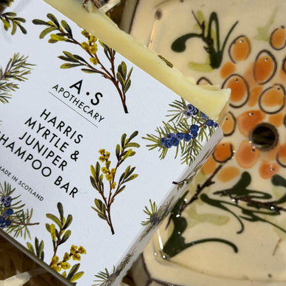 Sea Buckthorn Dish and Myrtle &amp; Juniper Shampoo and Body Bar